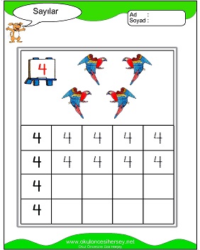 okul öncesi 1 sayısı çizgi çalışması